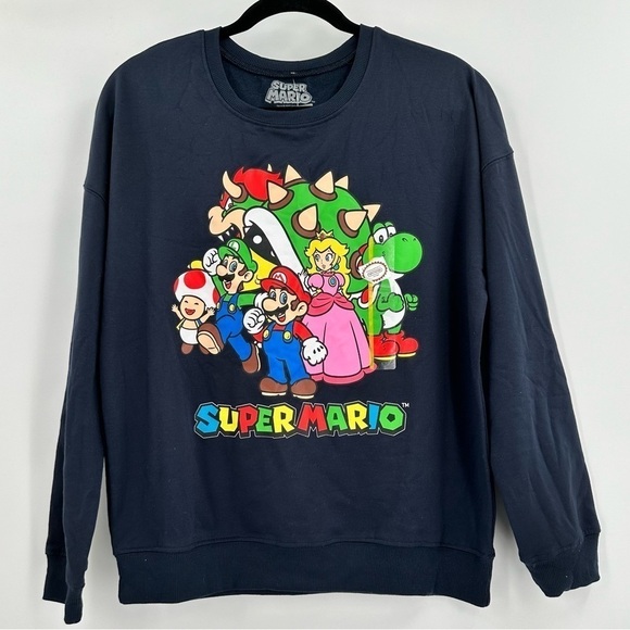 Nintendo Other - Super Mario NWT 2022 Official Licensed Nintendo Black Sweatshirt Men’s Small